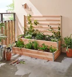 Castorama Carré Potager 2 étages Mon Petit Potager Treillis Design 125 X 60 X H.100 Cm