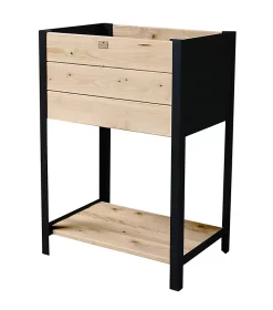 Castorama Carré Potager Bois Et Zinc Noir 36 X 36 X H.72 Cm