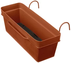 Castorama Jardinière à Réserve D'eau Plastique Deroma Like Corten 49 X 28 X H.17 Cm
